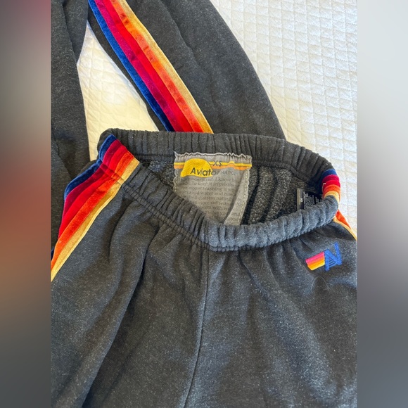 Aviator Nation Velvet Stripe Sweatpants in charcoal-size XS - Picture 2 of 4